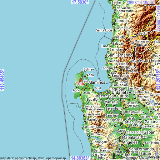 Topographic map of Tiep