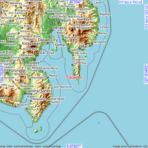 Topographic map of Tiblawan