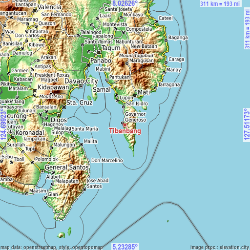 Topographic map of Tibanbang