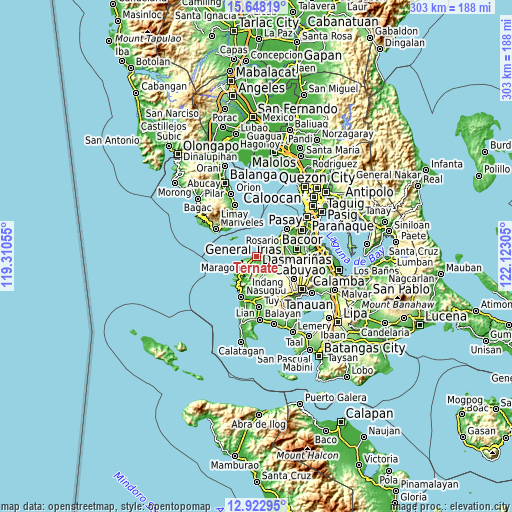 Topographic map of Ternate