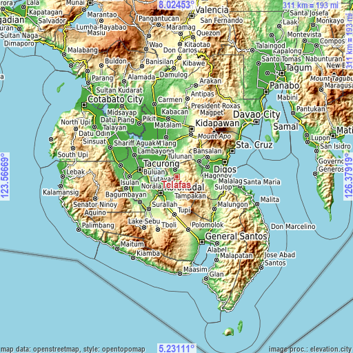 Topographic map of Telafas