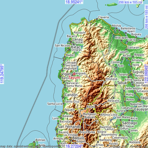 Topographic map of Tayum