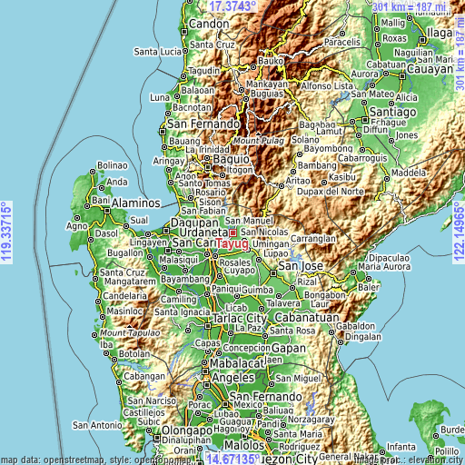 Topographic map of Tayug