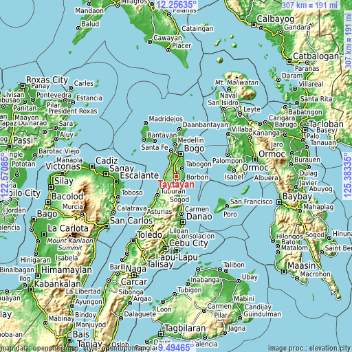 Topographic map of Taytayan