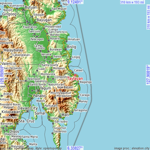 Topographic map of Taytayan