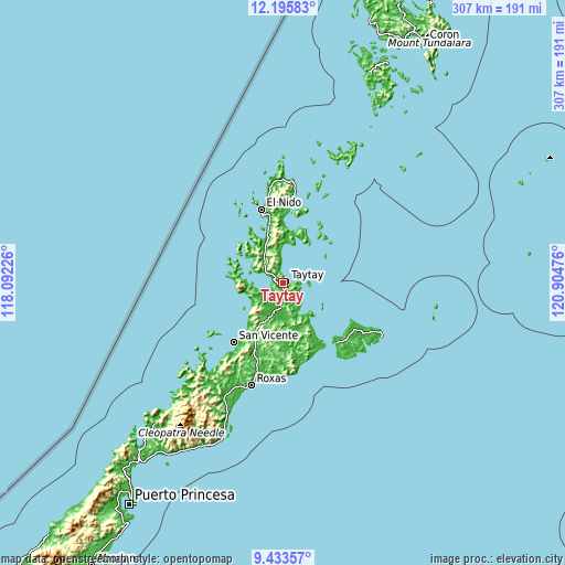 Topographic map of Taytay