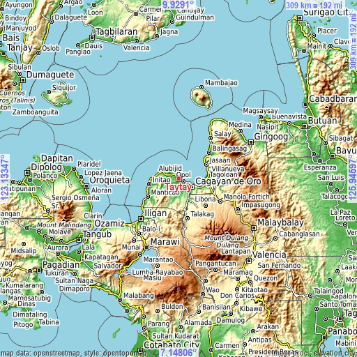 Topographic map of Taytay