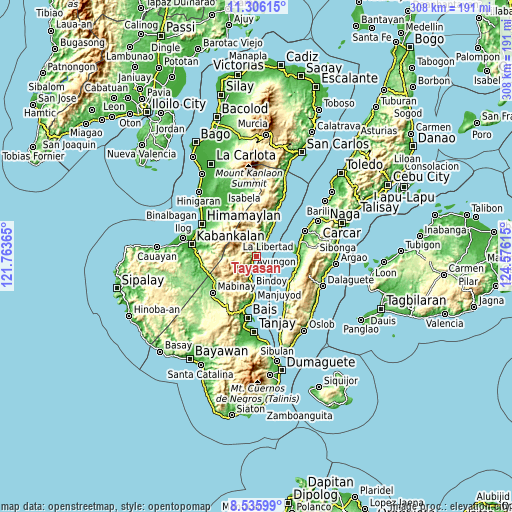 Topographic map of Tayasan