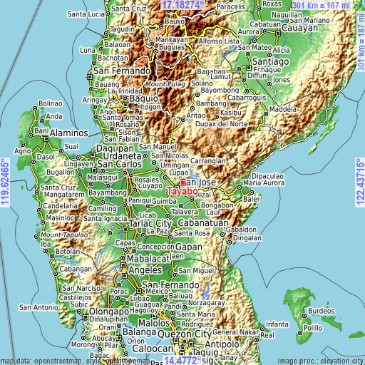 Topographic map of Tayabo