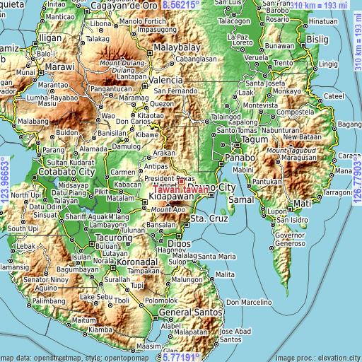 Topographic map of Tawan tawan