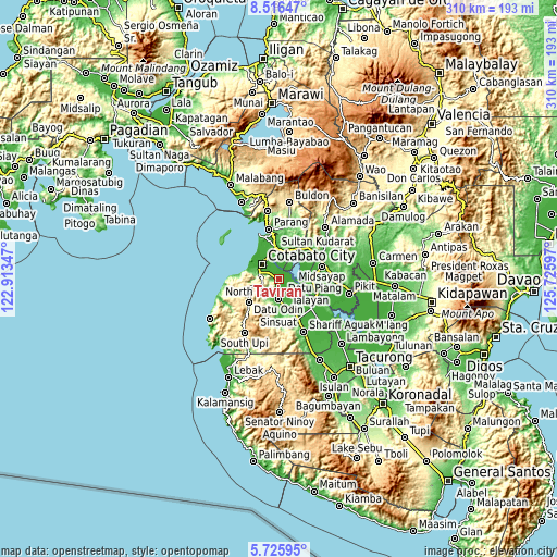 Topographic map of Taviran