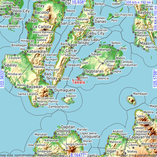 Topographic map of Tawala