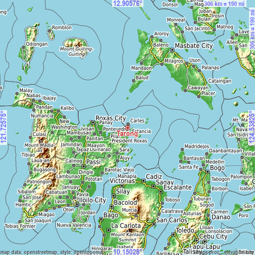 Topographic map of Tarong