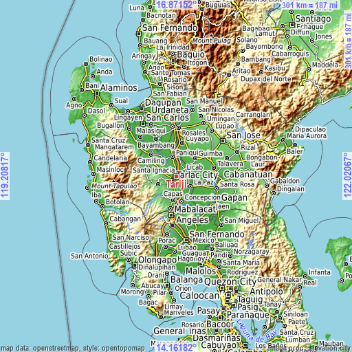 Topographic map of Tariji