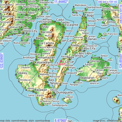 Topographic map of Tapon