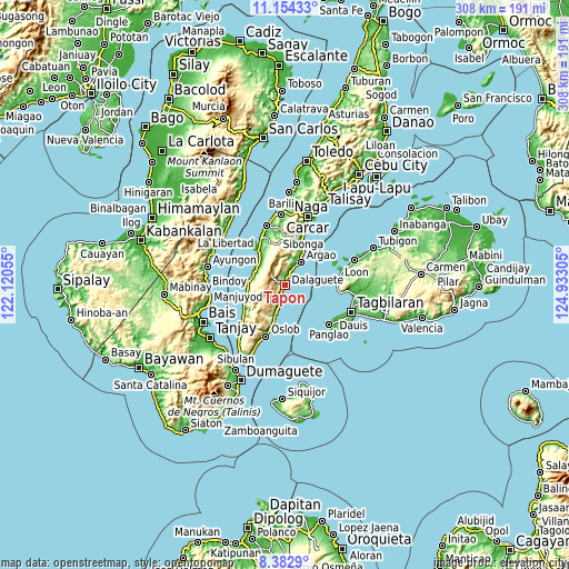 Topographic map of Tapon