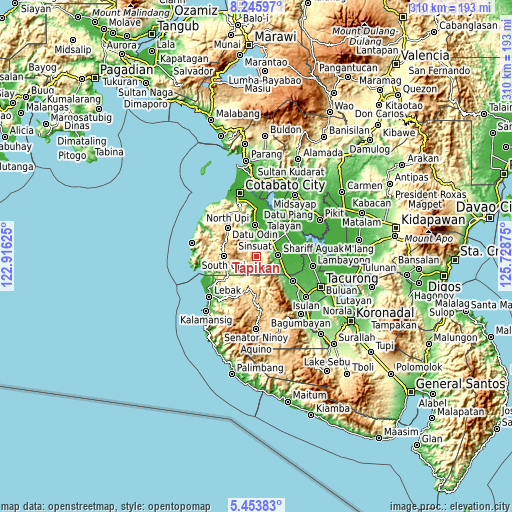 Topographic map of Tapikan