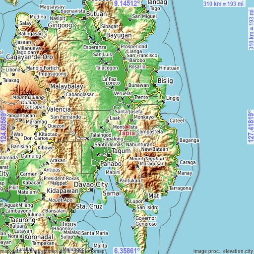 Topographic map of Tapia