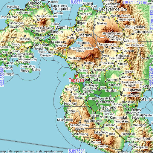 Topographic map of Tapayan