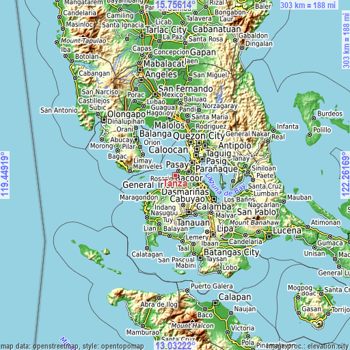 Topographic map of Tanza