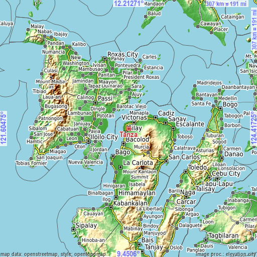 Topographic map of Tanza