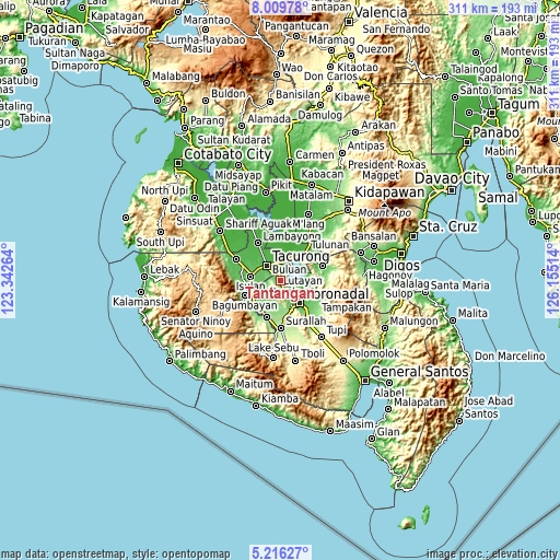 Topographic map of Tantangan