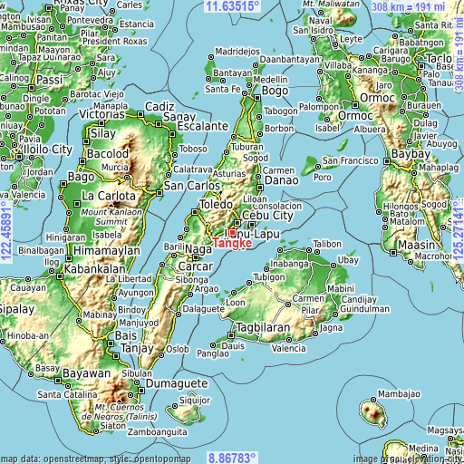 Topographic map of Tangke