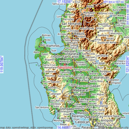 Topographic map of Tanolong