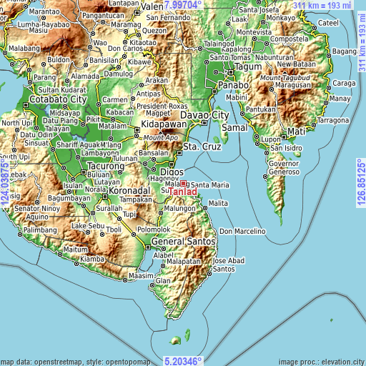 Topographic map of Tanlad