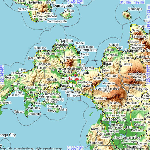 Topographic map of Tangub