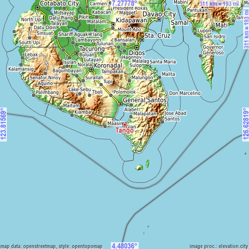 Topographic map of Tañgo