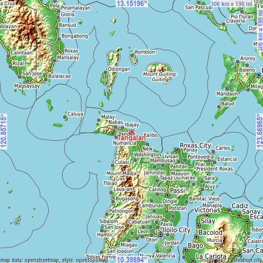 Topographic map of Tangalan