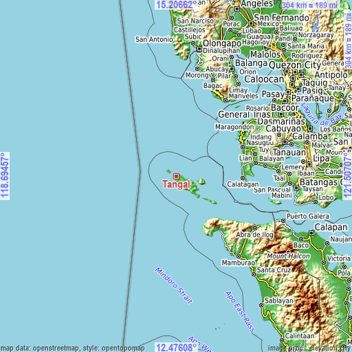 Topographic map of Tangal