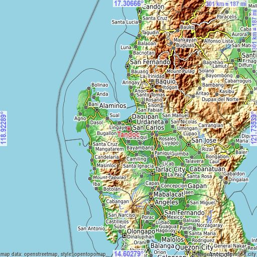 Topographic map of Tandoc