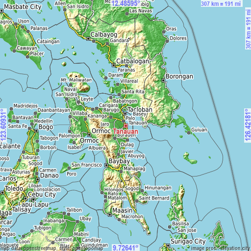 Topographic map of Tanauan