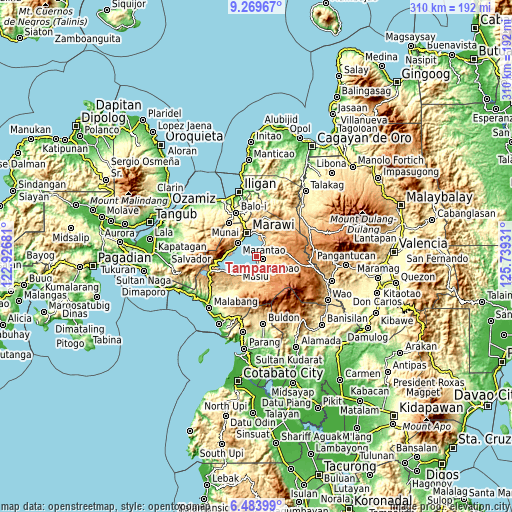 Topographic map of Tamparan