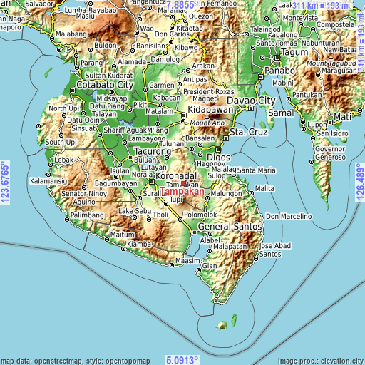 Topographic map of Tampakan