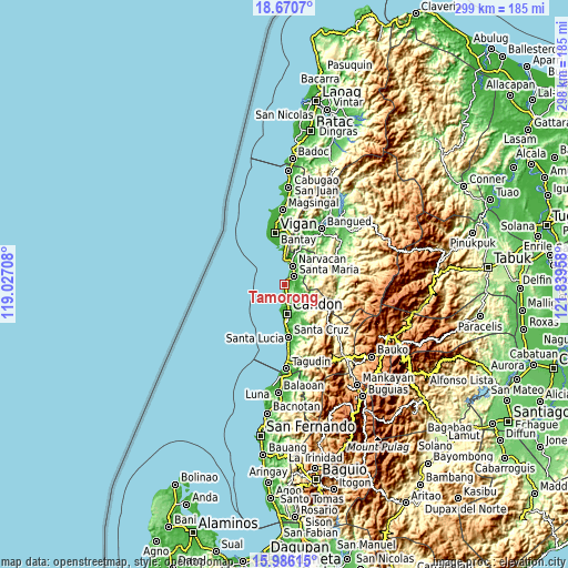 Topographic map of Tamorong