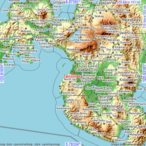 Topographic map of Tamontaka