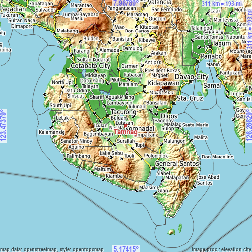 Topographic map of Tamnag