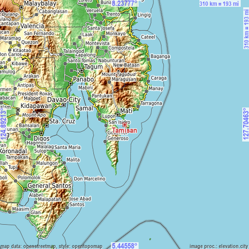 Topographic map of Tamisan