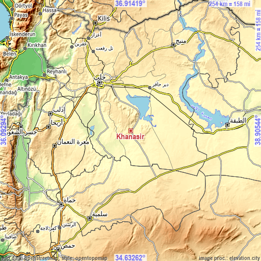 Topographic map of Khanāşir