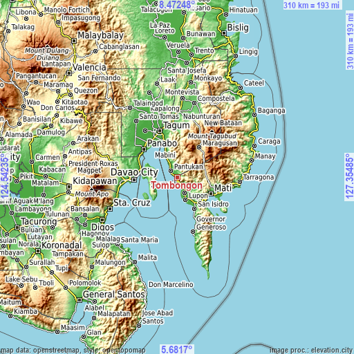 Topographic map of Tombongon