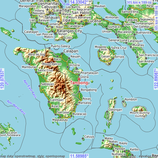 Topographic map of Tambong