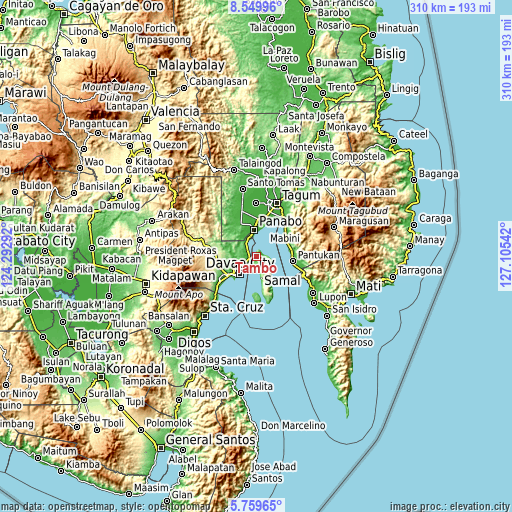 Topographic map of Tambo