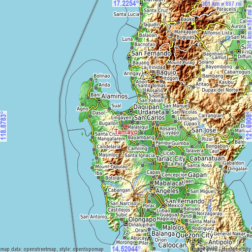 Topographic map of Tamayo