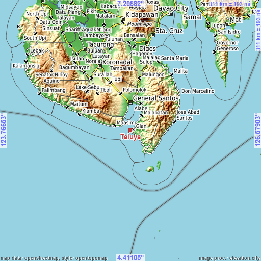 Topographic map of Taluya