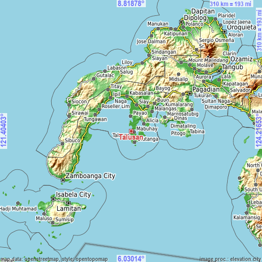 Topographic map of Talusan