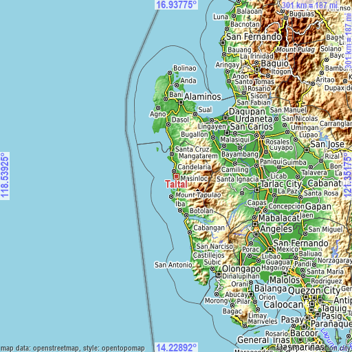 Topographic map of Taltal