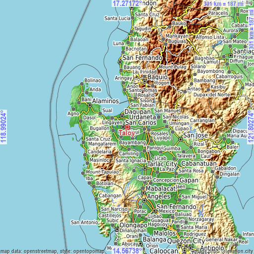 Topographic map of Taloy